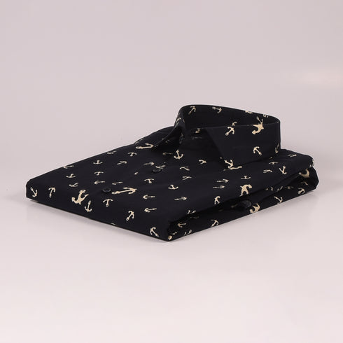 ZR Black Anchor Printed Shirt